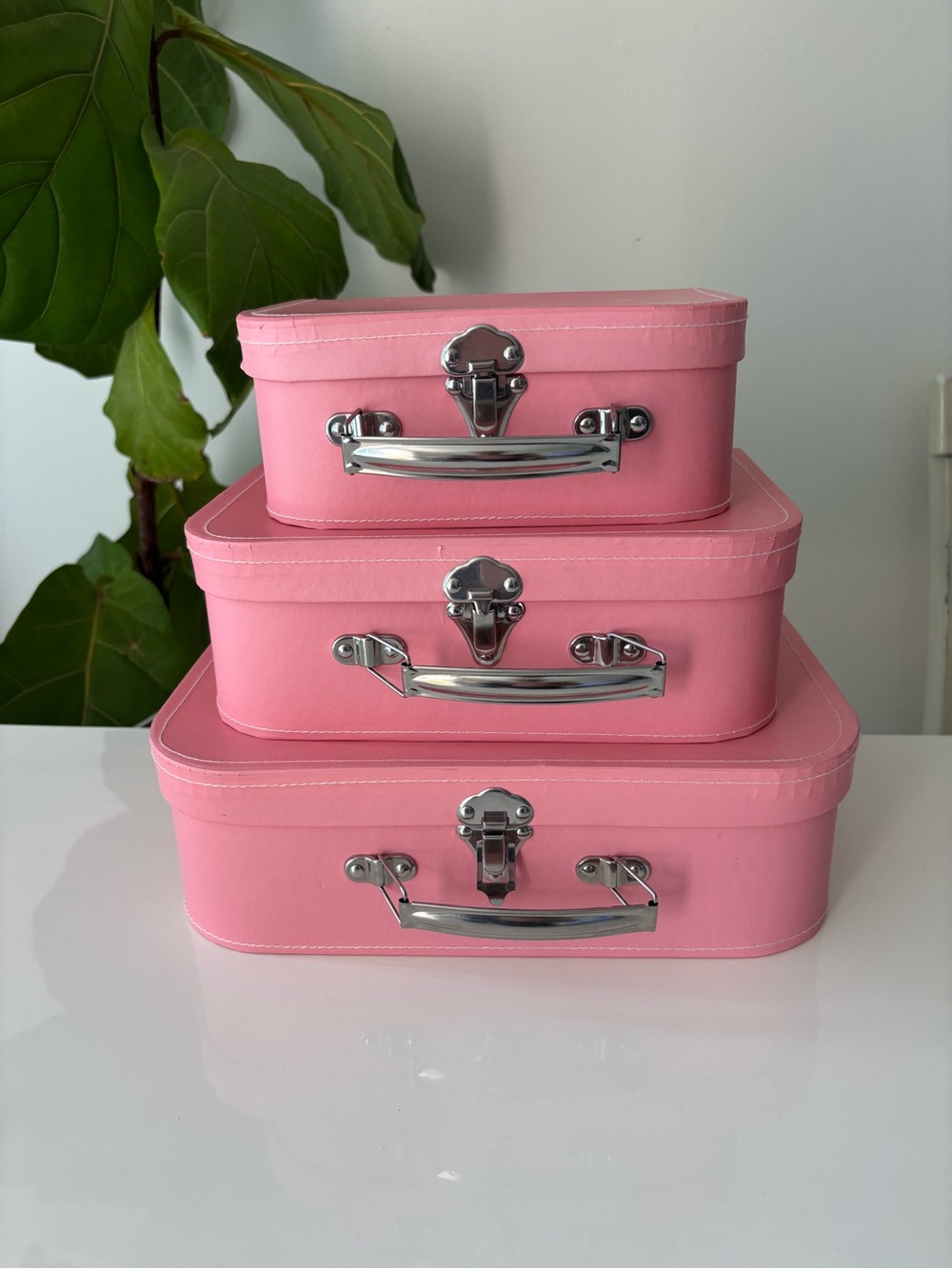 & Other Stories Pink Stackable Decorative Storage Suitcases